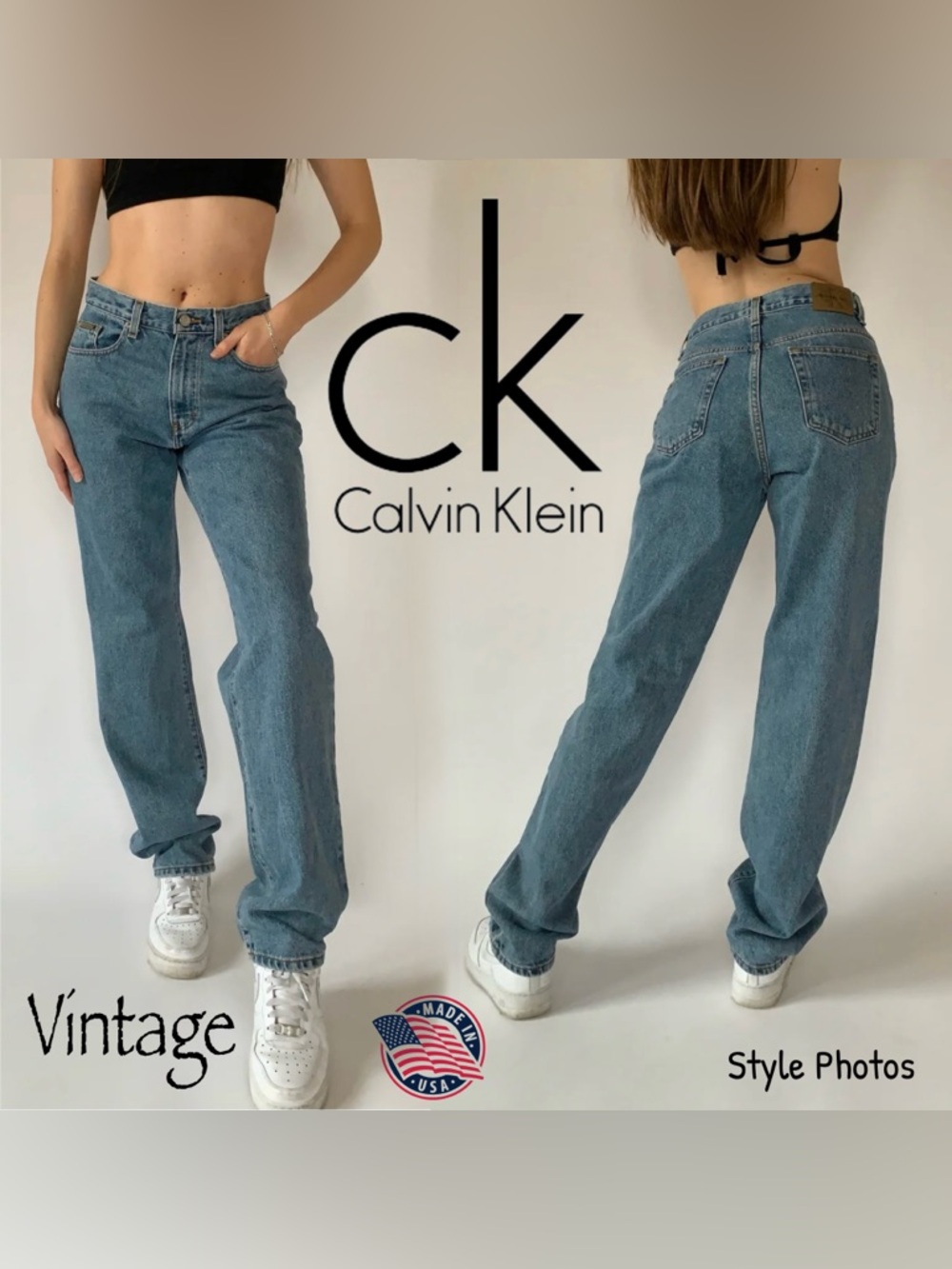 ‘90s Calvin Klein High-Rise Straight-Leg Relaxed Jeans 10 Tall (appx W29 L33)
